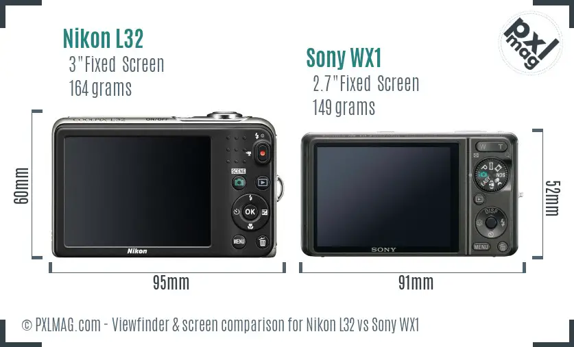 Nikon L32 vs Sony WX1 Screen and Viewfinder comparison
