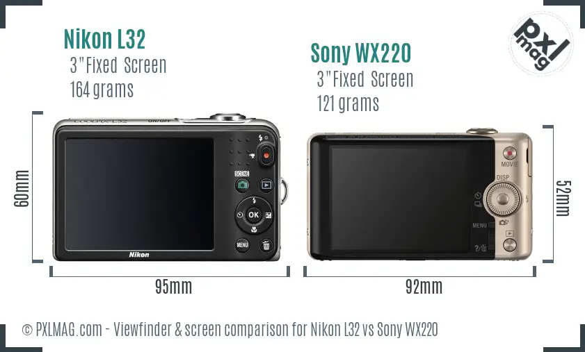 Nikon L32 vs Sony WX220 Screen and Viewfinder comparison