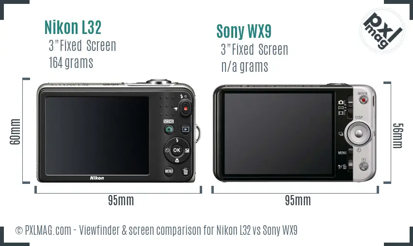 Nikon L32 vs Sony WX9 Screen and Viewfinder comparison