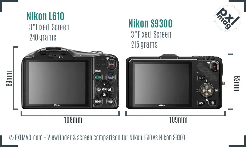 Nikon L610 vs Nikon S9300 Screen and Viewfinder comparison Nikon L610 vs Nikon S9300 Screen and Viewfinder comparison