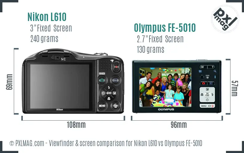 Nikon L610 vs Olympus FE-5010 Screen and Viewfinder comparison Nikon L610 vs Olympus FE-5010 Screen and Viewfinder comparison