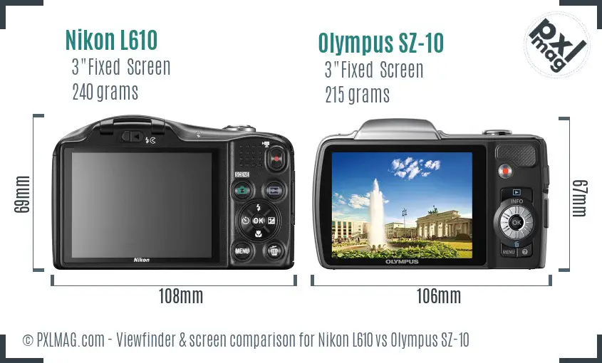 Nikon L610 vs Olympus SZ-10 Screen and Viewfinder comparison Nikon L610 vs Olympus SZ-10 Screen and Viewfinder comparison
