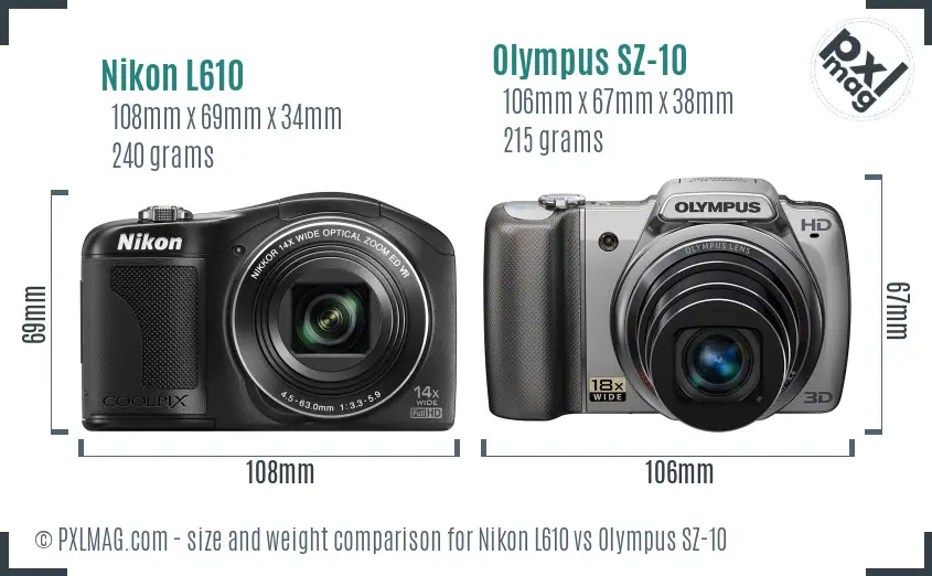 Nikon L610 vs Olympus SZ-10 size comparison Nikon L610 vs Olympus SZ-10 size comparison