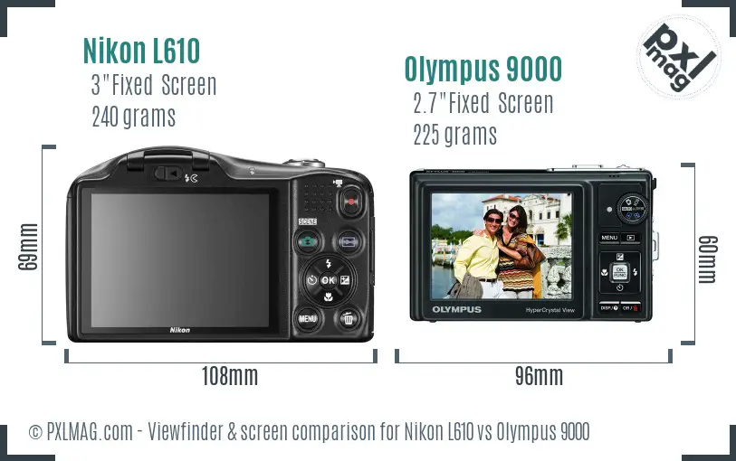 Nikon L610 vs Olympus 9000 Screen and Viewfinder comparison Nikon L610 vs Olympus 9000 Screen and Viewfinder comparison