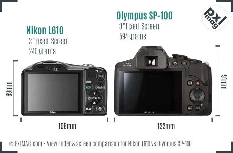 Nikon L610 vs Olympus SP-100 Screen and Viewfinder comparison Nikon L610 vs Olympus SP-100 Screen and Viewfinder comparison