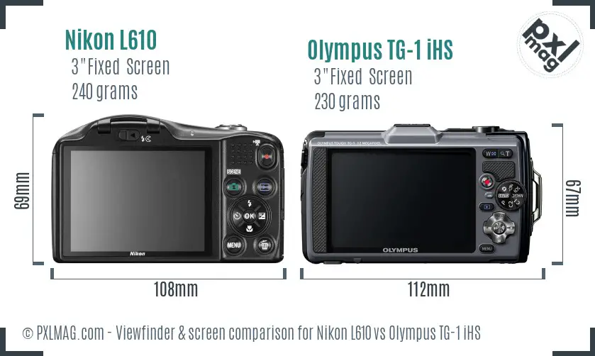 Nikon L610 vs Olympus TG-1 iHS Screen and Viewfinder comparison