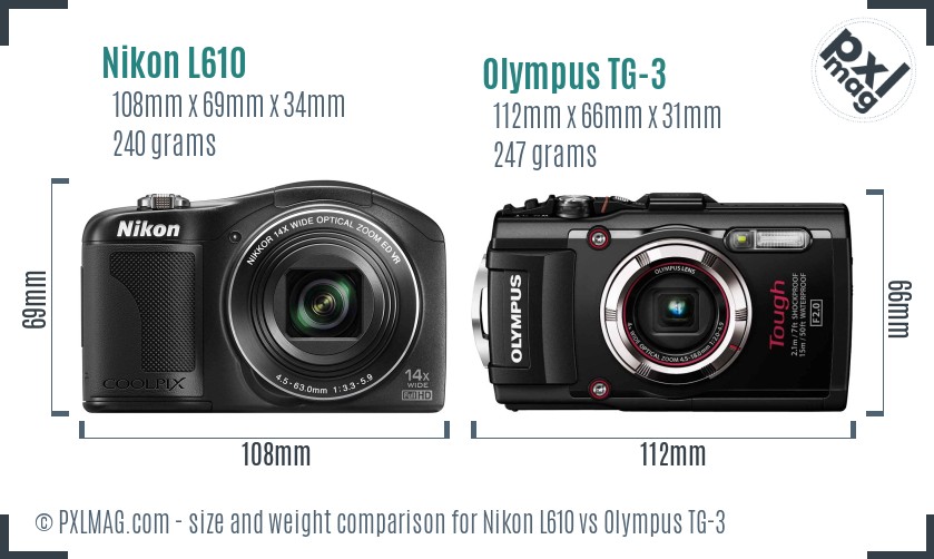 Nikon L610 vs Olympus TG-3 size comparison Nikon L610 vs Olympus TG-3 size comparison