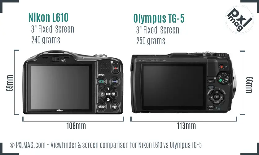 Nikon L610 vs Olympus TG-5 Screen and Viewfinder comparison