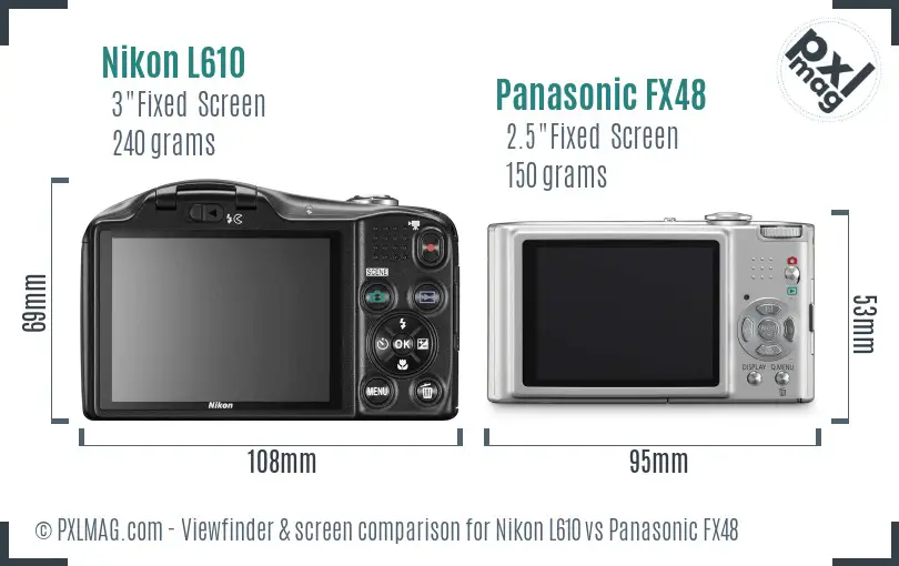Nikon L610 vs Panasonic FX48 Screen and Viewfinder comparison Nikon L610 vs Panasonic FX48 Screen and Viewfinder comparison
