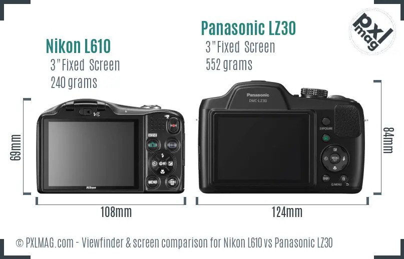 Nikon L610 vs Panasonic LZ30 Screen and Viewfinder comparison Nikon L610 vs Panasonic LZ30 Screen and Viewfinder comparison