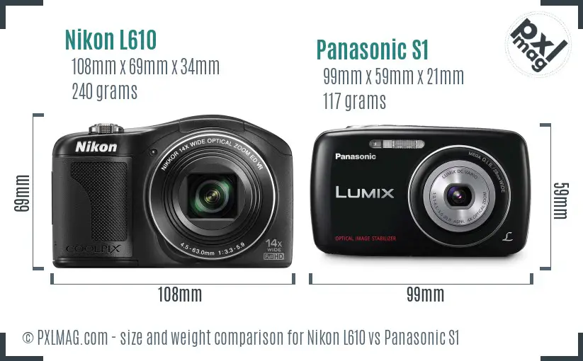 Nikon L610 vs Panasonic S1 size comparison Nikon L610 vs Panasonic S1 size comparison