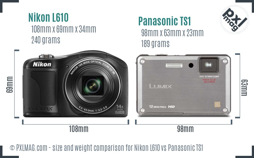Nikon L610 vs Panasonic TS1 size comparison Nikon L610 vs Panasonic TS1 size comparison