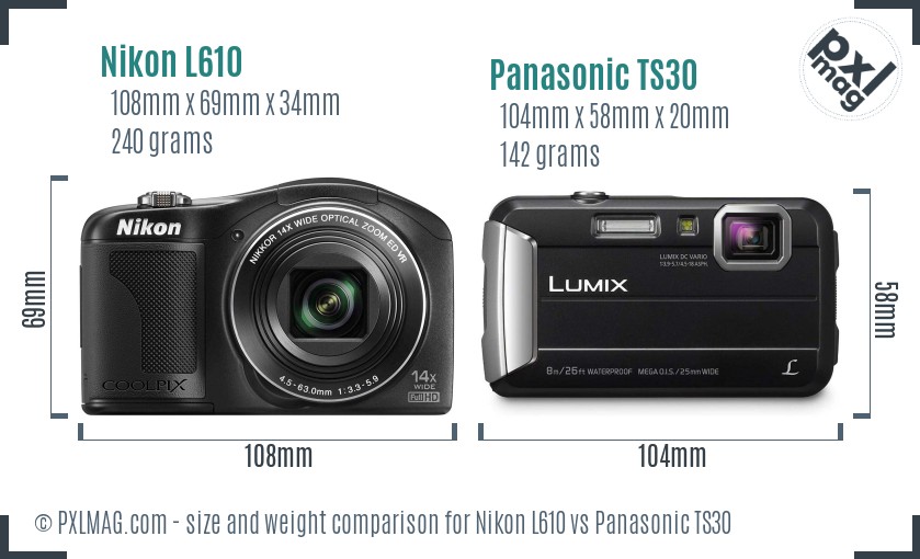 Nikon L610 vs Panasonic TS30 size comparison Nikon L610 vs Panasonic TS30 size comparison