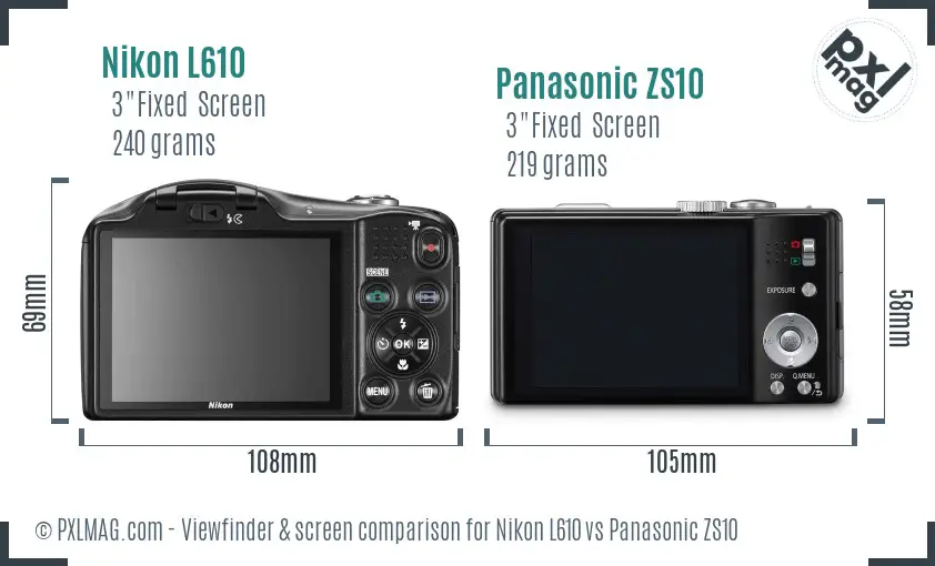 Nikon L610 vs Panasonic ZS10 Screen and Viewfinder comparison Nikon L610 vs Panasonic ZS10 Screen and Viewfinder comparison