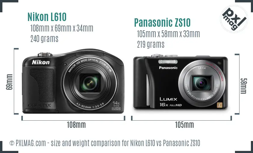 Nikon L610 vs Panasonic ZS10 size comparison Nikon L610 vs Panasonic ZS10 size comparison