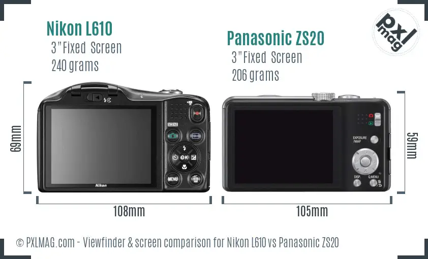 Nikon L610 vs Panasonic ZS20 Screen and Viewfinder comparison Nikon L610 vs Panasonic ZS20 Screen and Viewfinder comparison