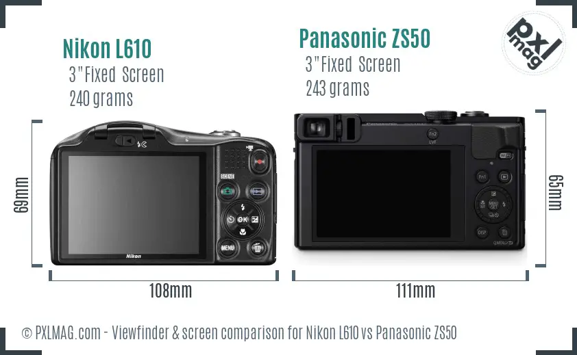 Nikon L610 vs Panasonic ZS50 Screen and Viewfinder comparison Nikon L610 vs Panasonic ZS50 Screen and Viewfinder comparison