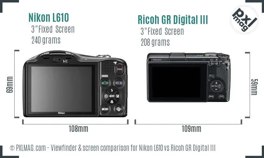 Nikon L610 vs Ricoh GR Digital III Screen and Viewfinder comparison Nikon L610 vs Ricoh GR Digital III Screen and Viewfinder comparison