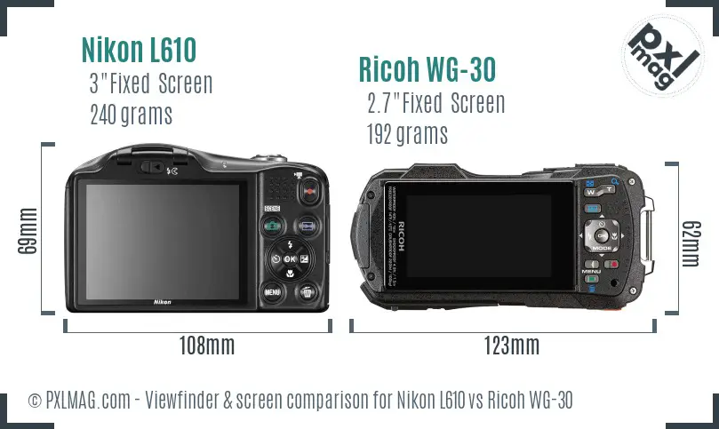 Nikon L610 vs Ricoh WG-30 Screen and Viewfinder comparison Nikon L610 vs Ricoh WG-30 Screen and Viewfinder comparison