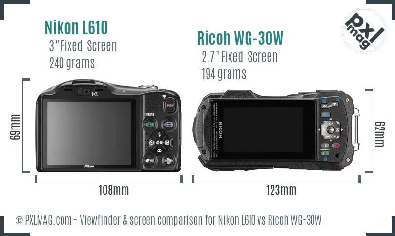 Nikon L610 vs Ricoh WG-30W Screen and Viewfinder comparison Nikon L610 vs Ricoh WG-30W Screen and Viewfinder comparison