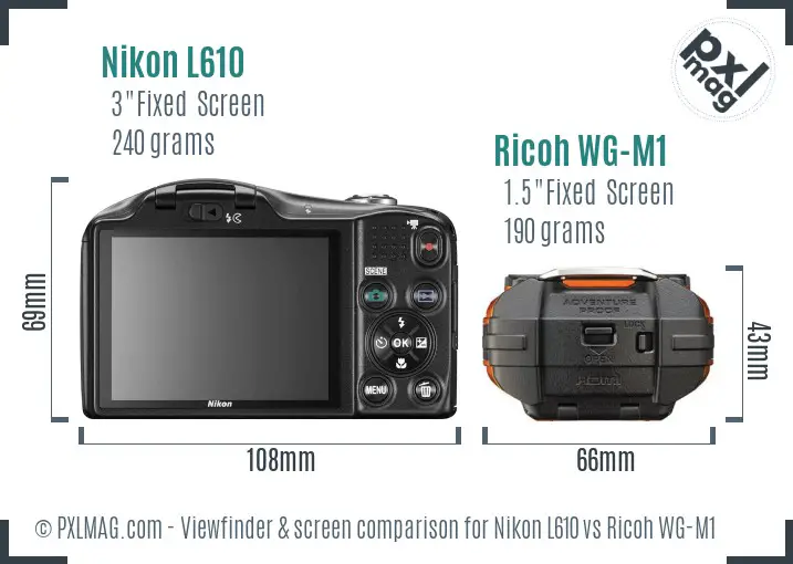Nikon L610 vs Ricoh WG-M1 Screen and Viewfinder comparison