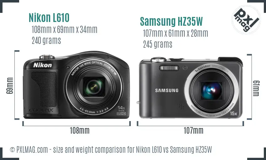 Nikon L610 vs Samsung HZ35W size comparison Nikon L610 vs Samsung HZ35W size comparison