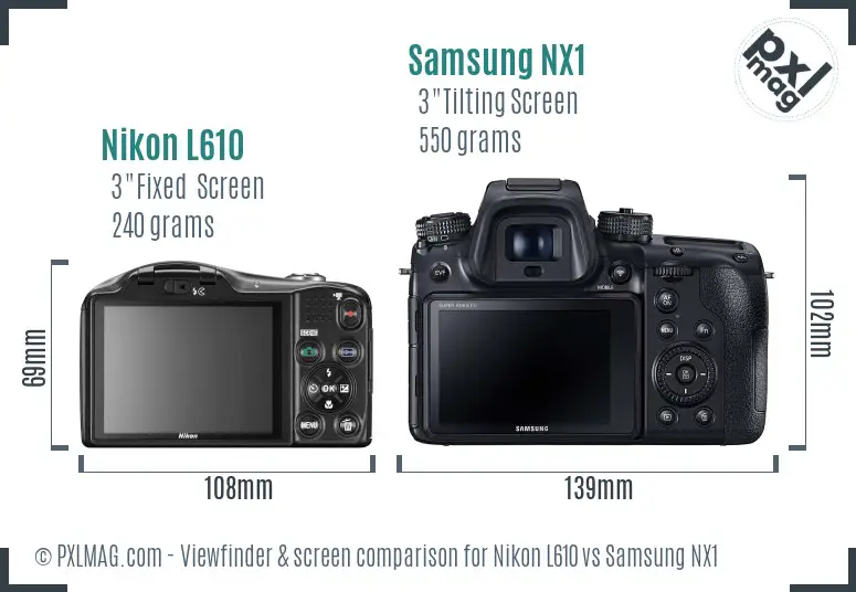 Nikon L610 vs Samsung NX1 Screen and Viewfinder comparison