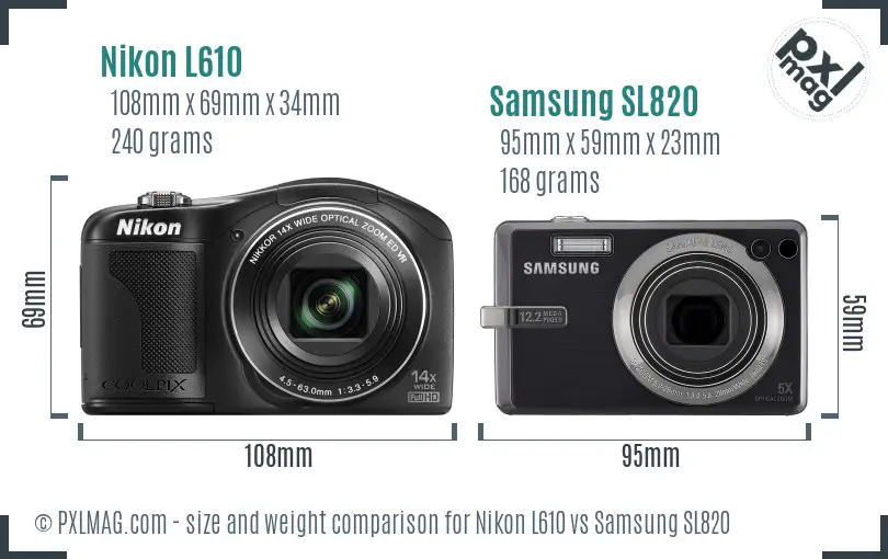 Nikon L610 vs Samsung SL820 size comparison