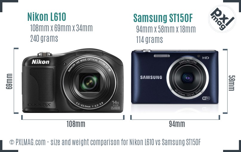 Nikon L610 vs Samsung ST150F size comparison Nikon L610 vs Samsung ST150F size comparison