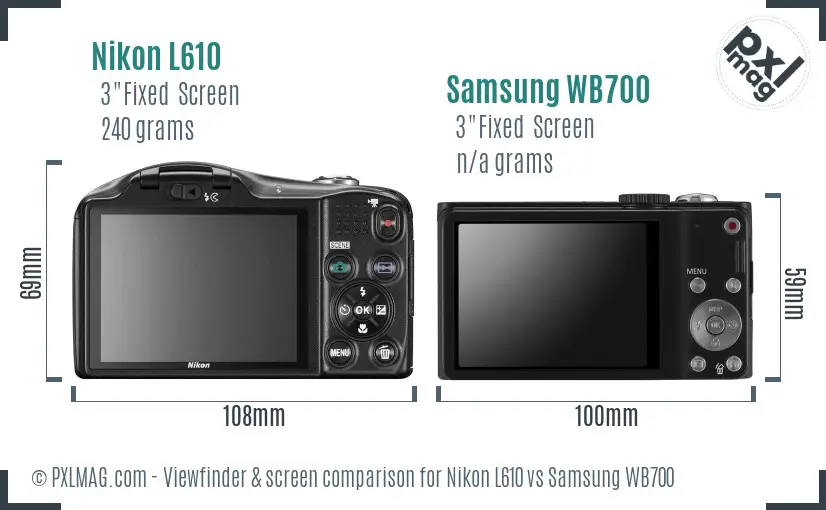 Nikon L610 vs Samsung WB700 Screen and Viewfinder comparison Nikon L610 vs Samsung WB700 Screen and Viewfinder comparison