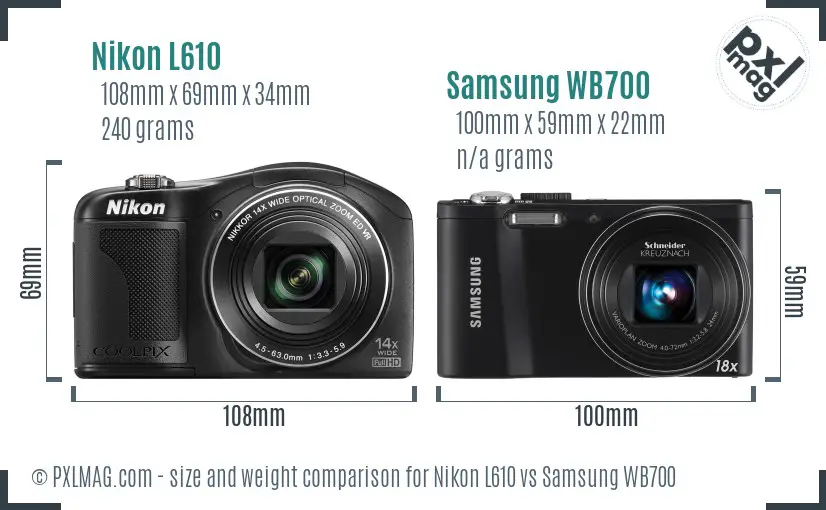 Nikon L610 vs Samsung WB700 size comparison Nikon L610 vs Samsung WB700 size comparison