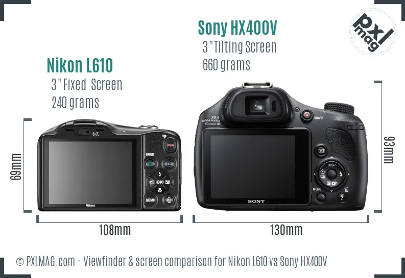 Nikon L610 vs Sony HX400V Screen and Viewfinder comparison Nikon L610 vs Sony HX400V Screen and Viewfinder comparison