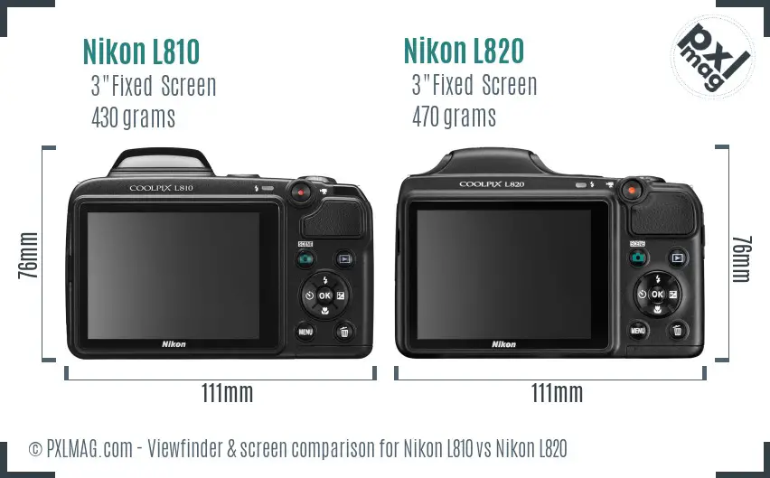 Nikon L810 vs Nikon L820 Screen and Viewfinder comparison