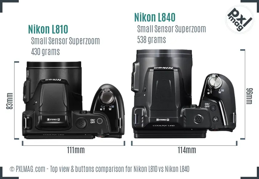 Nikon L810 vs Nikon L840 top view buttons comparison