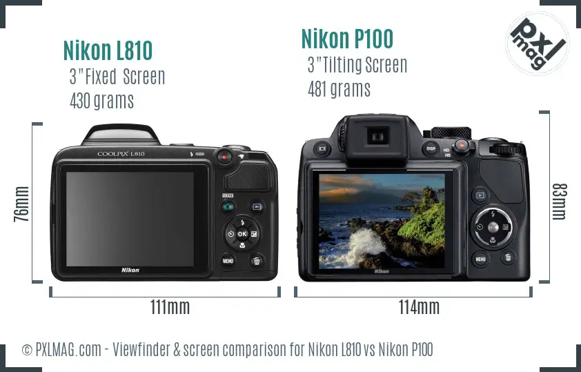 Nikon L810 vs Nikon P100 Screen and Viewfinder comparison Nikon L810 vs Nikon P100 Screen and Viewfinder comparison