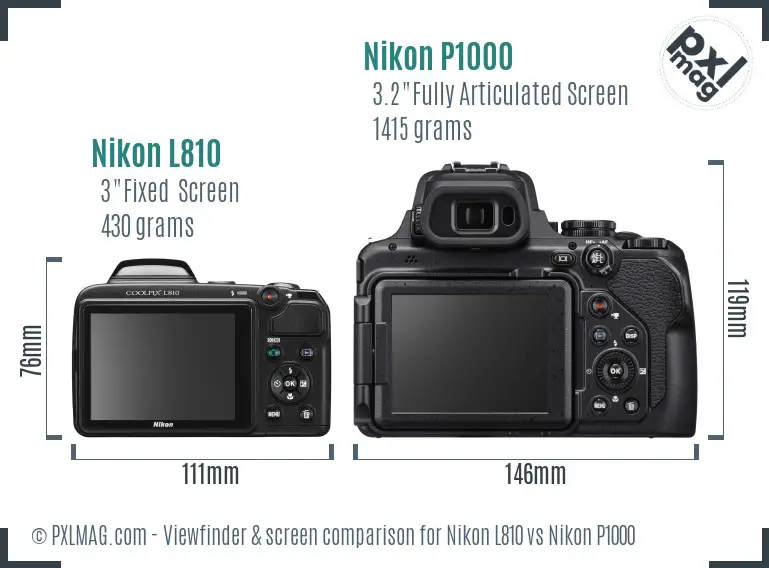 Nikon L810 vs Nikon P1000 Screen and Viewfinder comparison Nikon L810 vs Nikon P1000 Screen and Viewfinder comparison