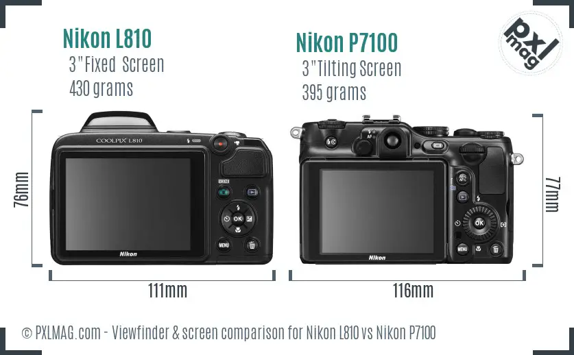 Nikon L810 vs Nikon P7100 Screen and Viewfinder comparison