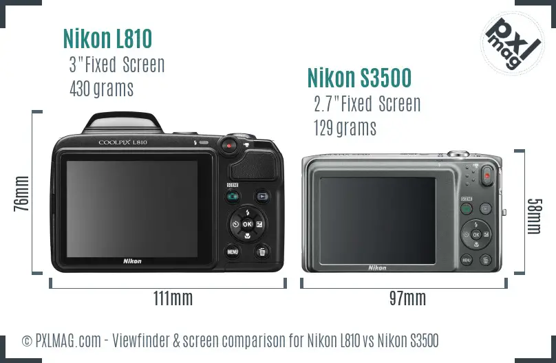 Nikon L810 vs Nikon S3500 Screen and Viewfinder comparison Nikon L810 vs Nikon S3500 Screen and Viewfinder comparison