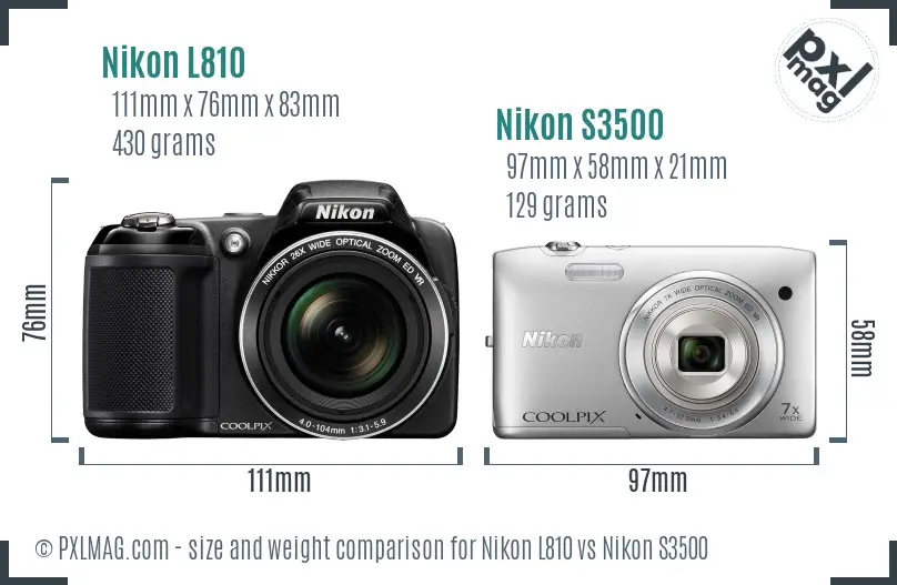 Nikon L810 vs Nikon S3500 size comparison Nikon L810 vs Nikon S3500 size comparison