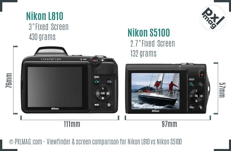 Nikon L810 vs Nikon S5100 Screen and Viewfinder comparison