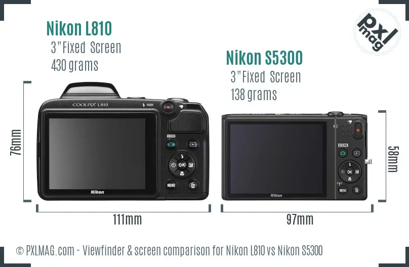 Nikon L810 vs Nikon S5300 Screen and Viewfinder comparison
