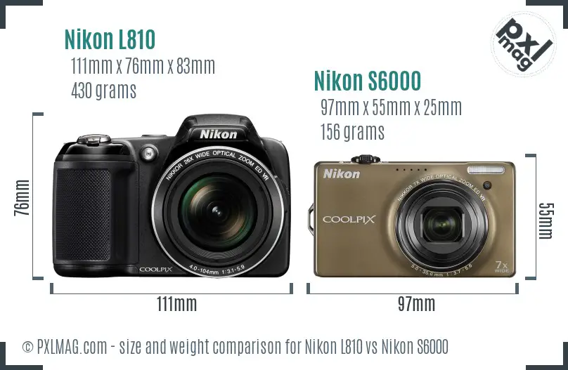 Nikon L810 vs Nikon S6000 size comparison Nikon L810 vs Nikon S6000 size comparison