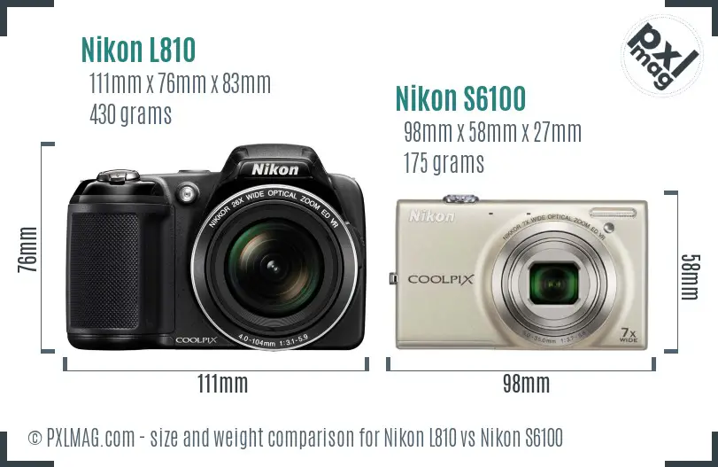 Nikon L810 vs Nikon S6100 size comparison