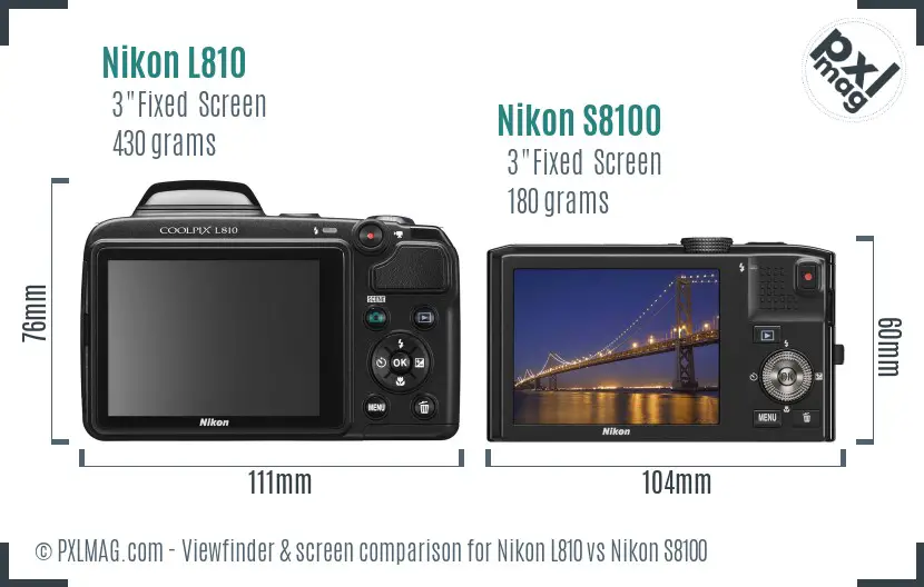 Nikon L810 vs Nikon S8100 Screen and Viewfinder comparison Nikon L810 vs Nikon S8100 Screen and Viewfinder comparison