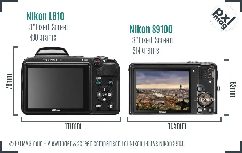 Nikon L810 vs Nikon S9100 Screen and Viewfinder comparison