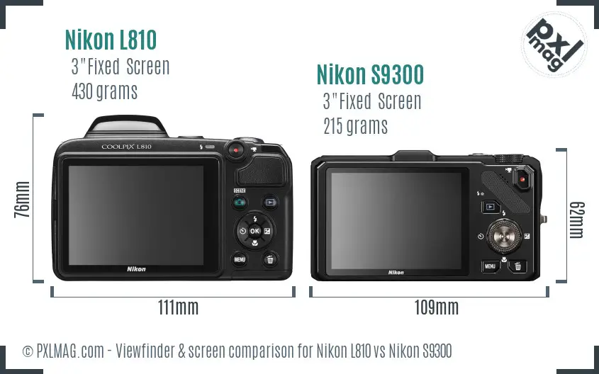 Nikon L810 vs Nikon S9300 Screen and Viewfinder comparison