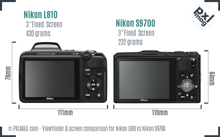 Nikon L810 vs Nikon S9700 Screen and Viewfinder comparison