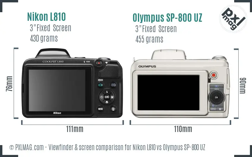 Nikon L810 vs Olympus SP-800 UZ Screen and Viewfinder comparison Nikon L810 vs Olympus SP-800 UZ Screen and Viewfinder comparison
