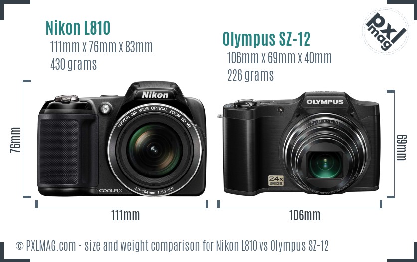 Nikon L810 vs Olympus SZ-12 size comparison Nikon L810 vs Olympus SZ-12 size comparison