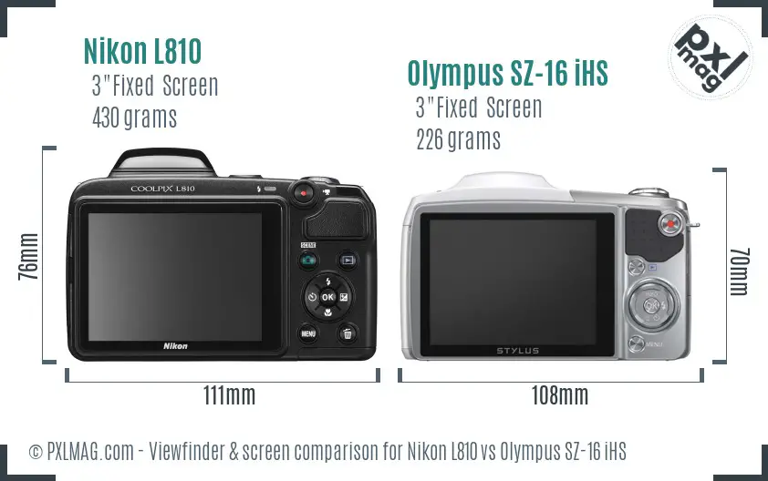 Nikon L810 vs Olympus SZ-16 iHS Screen and Viewfinder comparison Nikon L810 vs Olympus SZ-16 iHS Screen and Viewfinder comparison
